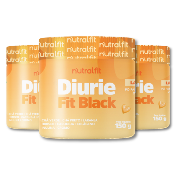 Diurie Fit Black Sabor Laranja | Kit com 3 Potes