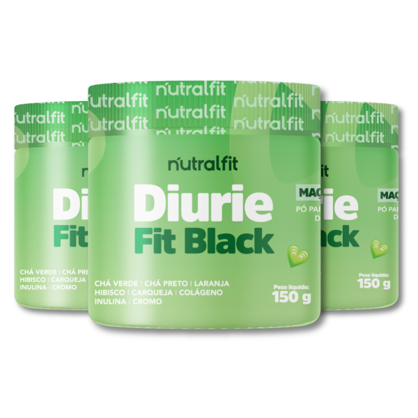 Diurie Fit Black - Kit com 3 potes | Sabor Maçã Verde.