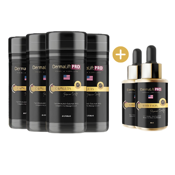 DermaLift PRO + Sérum com Trans-Resveratrol e Nanotecnologia | 4 Frascos + 2 Sérum
