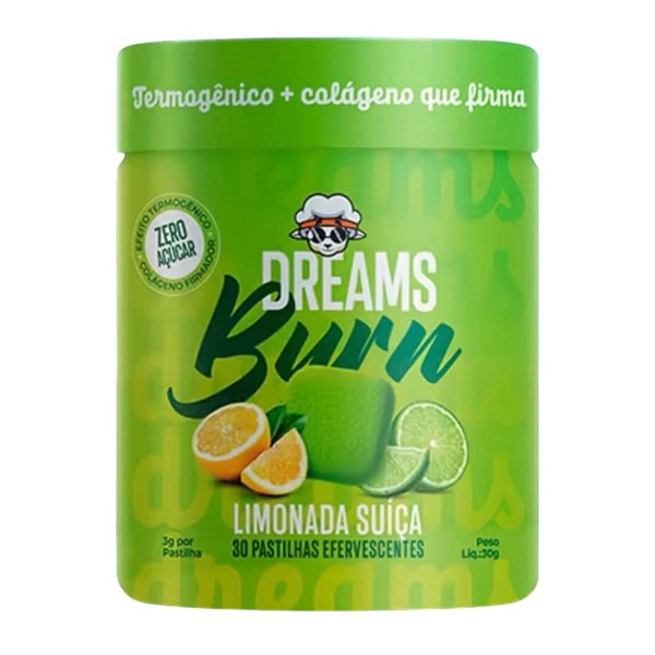 Dreams Burn Termogênico + Colágeno | 30 Pastilhas Efervescentes Limonada Suíça