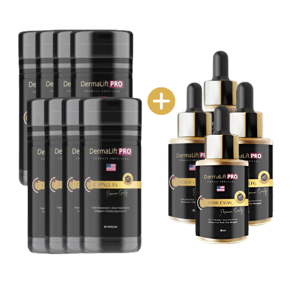DermaLift PRO + Sérum com Trans-Resveratrol e Nanotecnologia | 8 Frascos + 4 Sérum