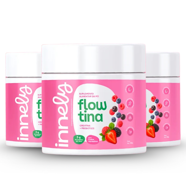 Flowtina | Kit 3 Potes da Primeira Creatina Prebiótica do Brasil