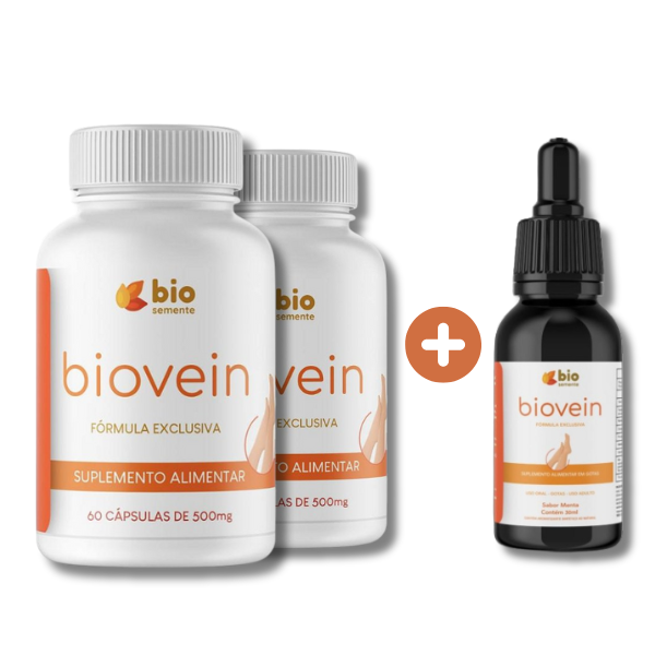 Biovein Original 60 Cápsulas | Kit 2 Frascos + 1 Gotas Grátis