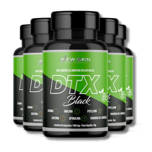 DTX Black – Suplemento Alimentar Detox Premium | Kit com 5 Frascos