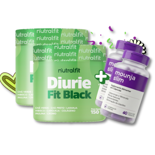2 Diurie Fit Maçã Verde + 2 Mounja Slim | Combo Especial Emagrecedor