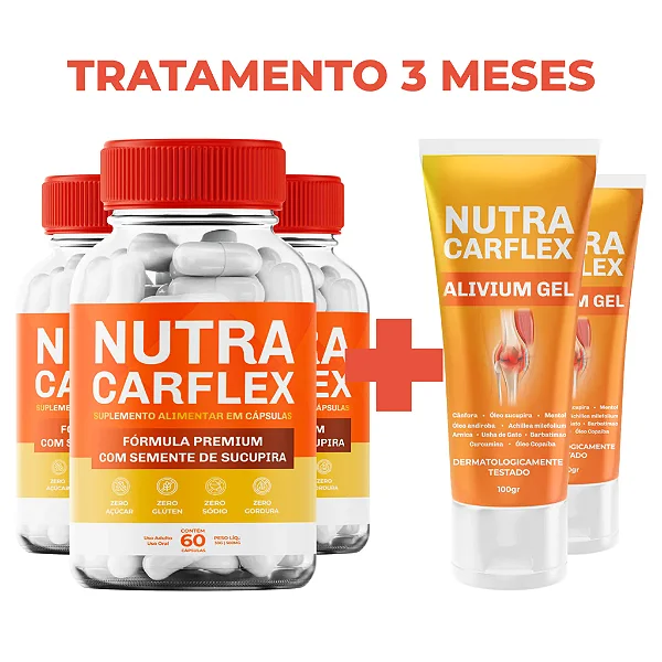 3 Nutra Carflex Original 60 Cápsulas + 2Gel | Saúde das Articulações
