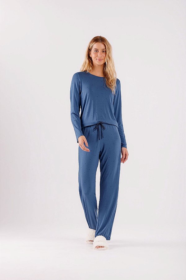 Pijama Cor com Amor Manga Longa Estrela