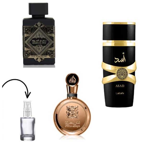 COMBO Decant 5ml Fakhar Gold + Asad + Bade'e Oud for Glory