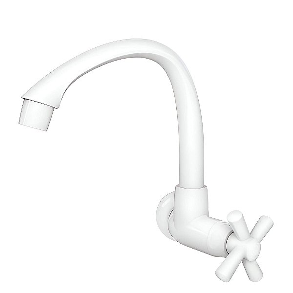 Torneira Cozinha Parede Bica Alta Tigre Cross Branca