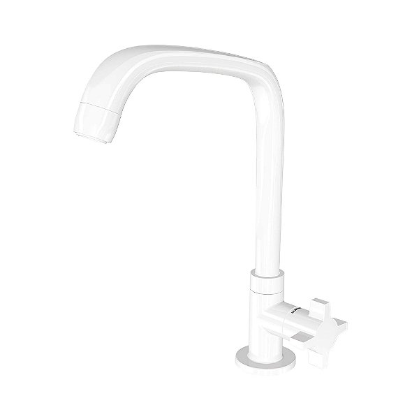 Torneira Cozinha Bancada Bica Alta Lorenzetti Cross Branca