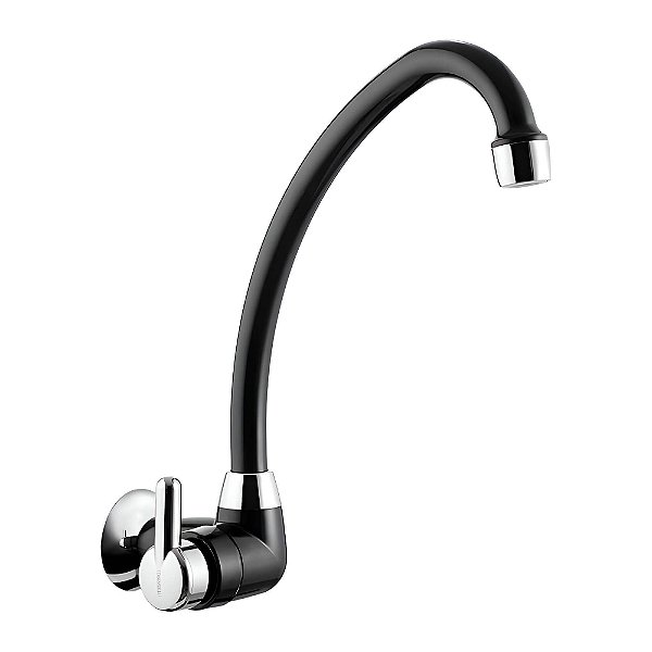 Torneira Cozinha Bancada Bica Alta Lorenzetti Bric Preta/Cromado