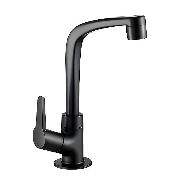 Torneira Banheiro Bancada Bica Alta Lorenzetti Flatt Preto Fosco