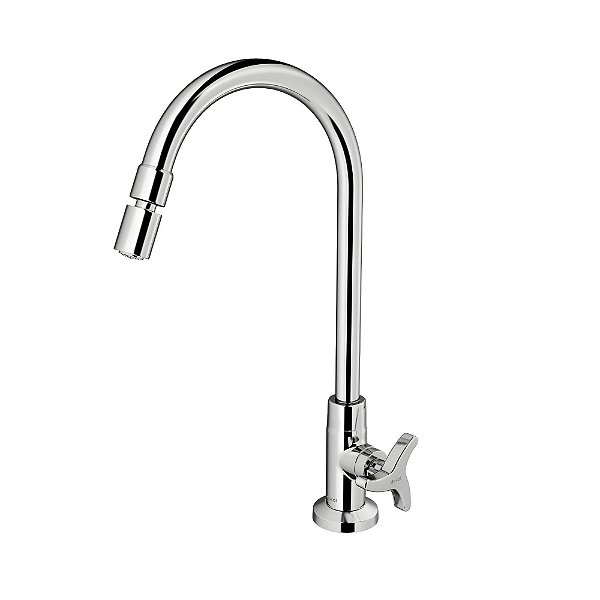 Torneira Cozinha Bancada Bica Alta Docol Nova Trio - Cromado