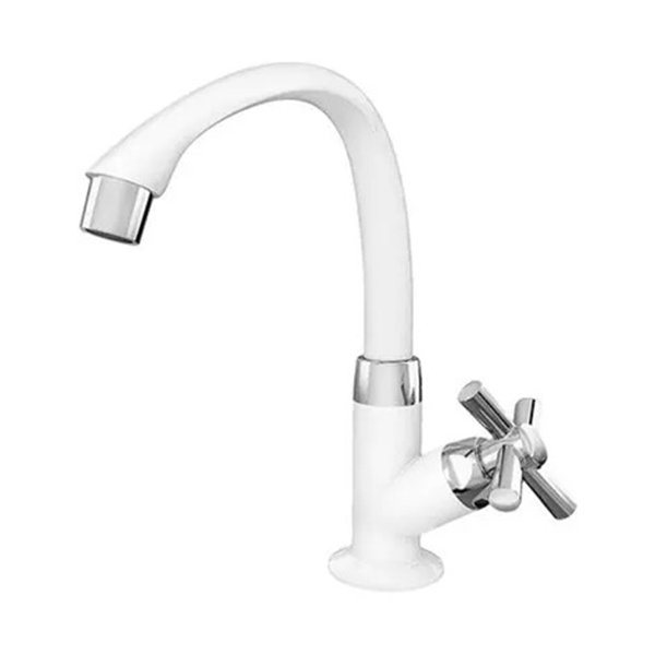 Torneira Banheiro Bancada Bica Alta Tigre Cross Branco/Cromado