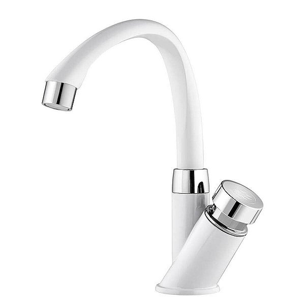 Torneira Banheiro Bancada Bica Baixa Tigre Automática Branco/Cromado