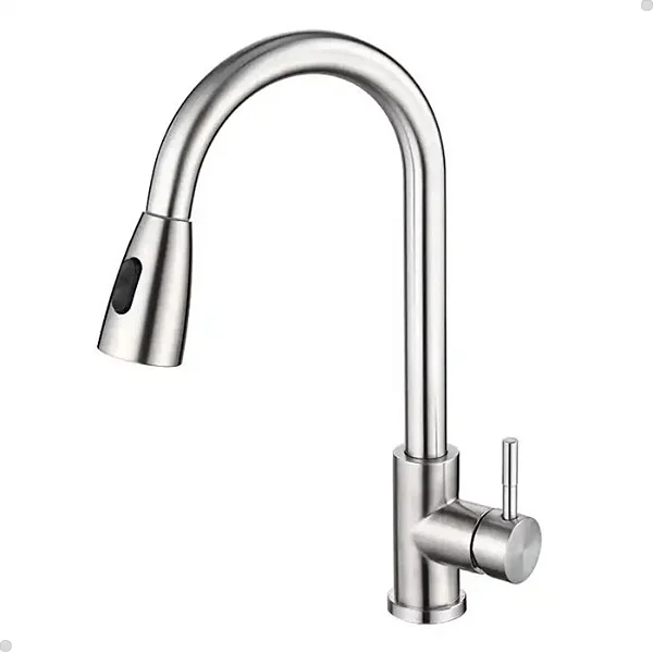 TORNEIRA COZINHA GOURMET MISTURADOR MONOCOMANDO EXTENSÍVEL AÇO ESCOVADO DUPLO SPRAY