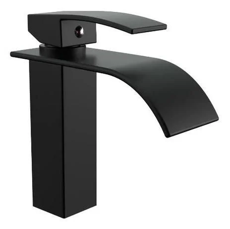 TORNEIRA BANHEIRO LAVABO MONOCOMANDO MISTURADOR CASCATA BICA BAIXA PRETO BLACK FOSCO