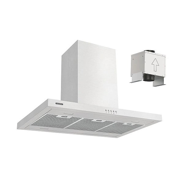 Coifa de Ilha Tramontina Dritta Isla 90 Split em Aço Inox 90 cm 220V