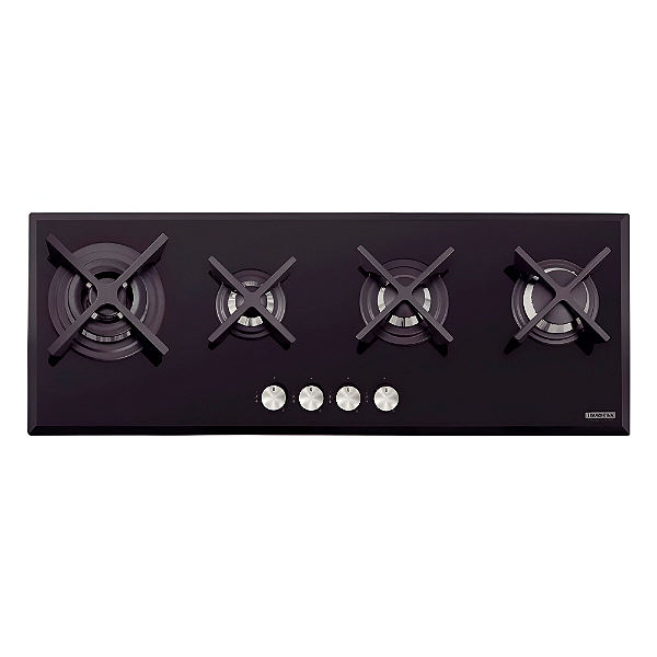 Cooktop a Gás com Acendimento Automático 4 Bocas Tramontina Design Collection Slim Glass Flat - Preto