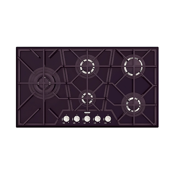 Cooktop a Gás em Vidro Temperado 5 Bocas Tramontina Design Collection - Preto