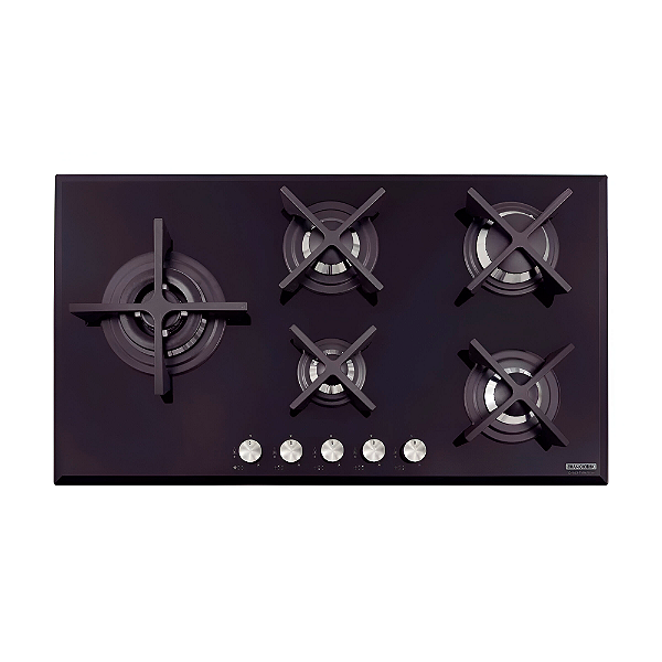 Cooktop a Gás em Vidro Temperado com Acendimento Automático 5 Bocas Tramontina Design Collection - Preto