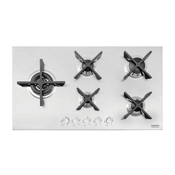 Cooktop 5 Bocas a Gás Tramontina Design Collection Penta Inox Flat Aço Inox Automático - Bivolt