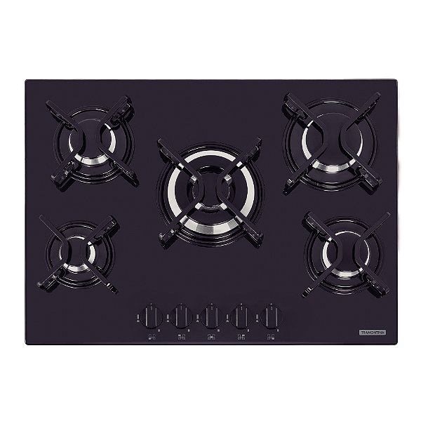 Cooktop a Gás em Vidro Temperado com Acendimento Automático e 5 Bocas Tramontina Penta Black - Bivolt