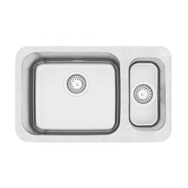 Cuba Dupla de Embutir em Aço Inox Escovado com Válvula Tramontina Dora Duo 1.5C 40BL 64x39 cm