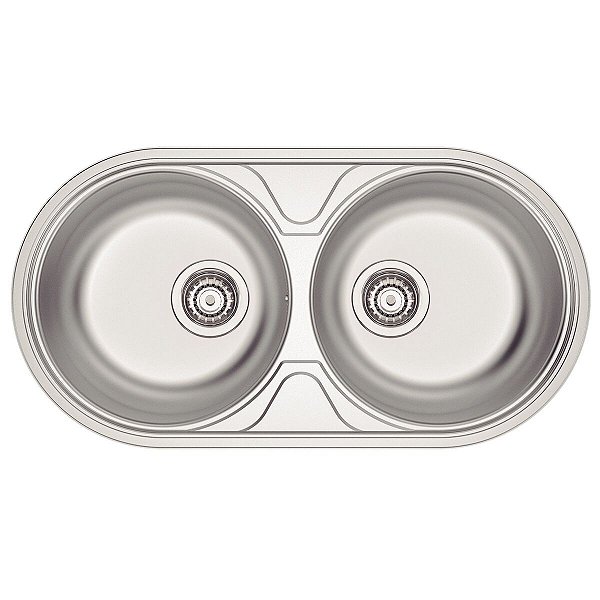 Cuba de embutir/sobrepor Tramontina Luna Duo 2C 36 BS em Aço Inox Alto Brilho 84x44 cm - Aço Inox