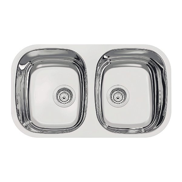 Cuba Dupla de Embutir em Inox Alto Brilho com Válvula com Escape Tramontina Isis 2C 34 BL 77x45 cm