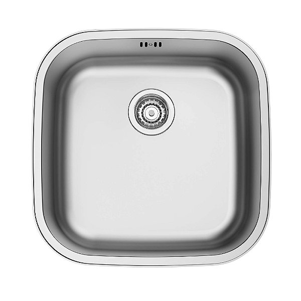 Cuba de Embutir ou Sobrepor em Aço Inox Escovado com Válvula Tramontina Aria Maxi 40 BS 40x40 cm