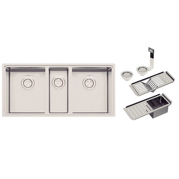 Cuba Tramontina Quadrum 2.5C 34 em aço inox com acessórios - Aço Inox