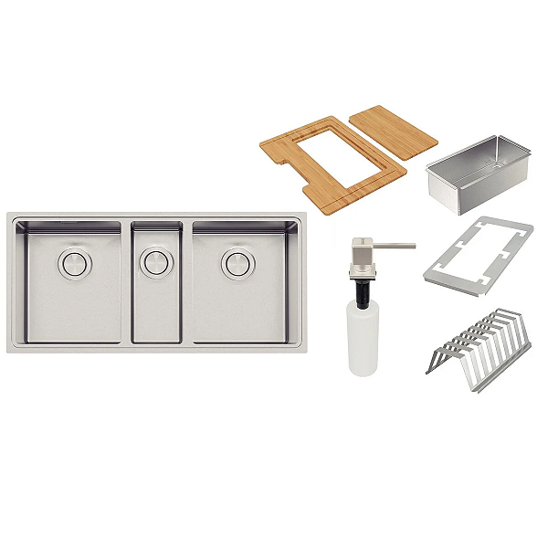 Cuba Tramontina Design Collection Quadrum 2.5C 34 em Aço Inox com Acessórios - Aço Inox