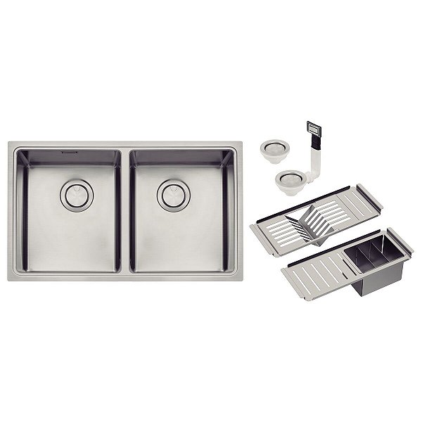 Cuba Tramontina Design Collection Quadrum 2C 34 em Aço Inox com Acabamento Scotch Brite - Aço Inox
