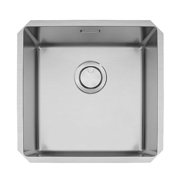 Cuba de Embutir em Aço Inox Acetinado com Válvula Tramontina Quadrum 40 U 44x44 cm - Aço Inox Acetinado