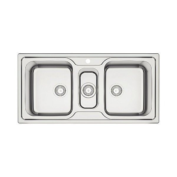 Cuba Tripla de Sobrepor em Inox Escovado com Válvula Tramontina Marea Deep 2.5C 100x50 cm