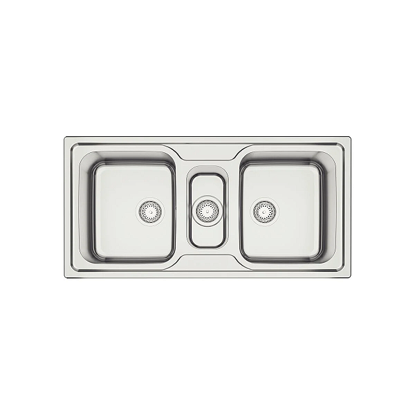 Cuba Tripla de Sobrepor em Inox Escovado com Válvula Tramontina Marea Deep 2.5C 100x50 cm