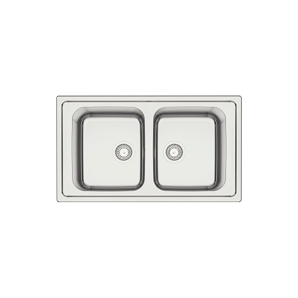 Cuba de Sobrepor em Aço Inox Escovado com Válvula Tramontina Marea Deep 2C 34 86x50 cm