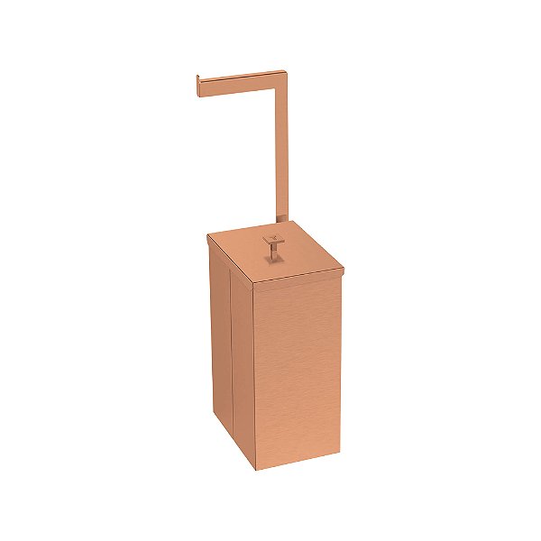 Lixeira em Aço Inox com Suporte para Papel Higiênico Tramontina Luz Slim 5,5L - Rose