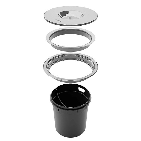 Lixeira Embutir Redonda em Aço Inox 5L Tramontina Clean Round