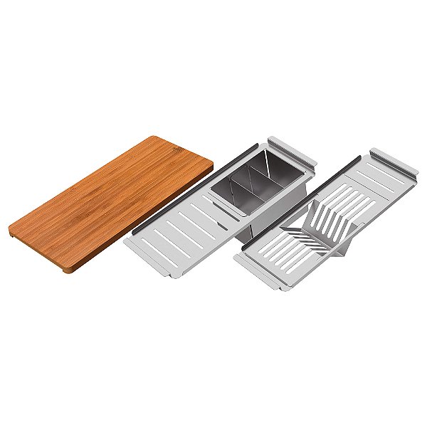 Kit de Acessórios em Aço Inox para Cuba Tramontina Quadrum Design Collection