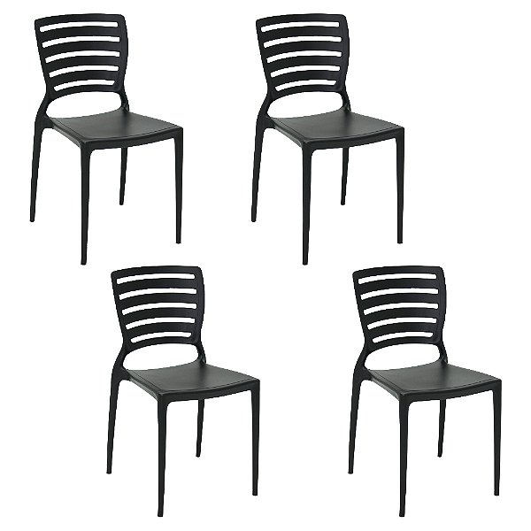 Kit Cadeira de Plástico Safira Tramontina - 4 Un - Grafite