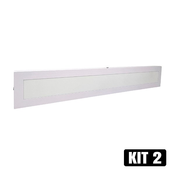 Kit 2 Plafon LED 10x60 18W Sobrepor Branco Quente