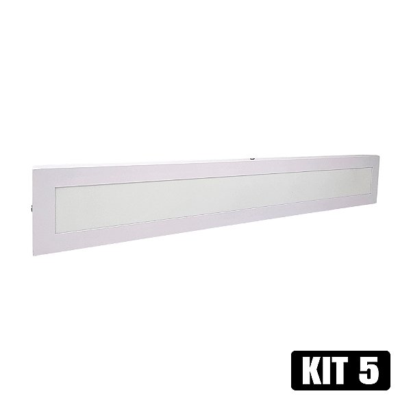 Kit 5 Plafon LED 10x60 18W Sobrepor Branco Quente
