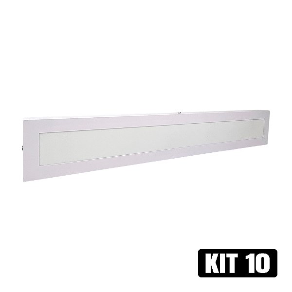 Kit 10 Plafon LED 10x60 18W Sobrepor Branco Frio