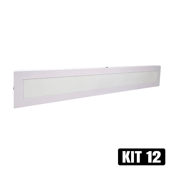 Kit 12 Plafon LED 10x60 18W Sobrepor Branco Frio