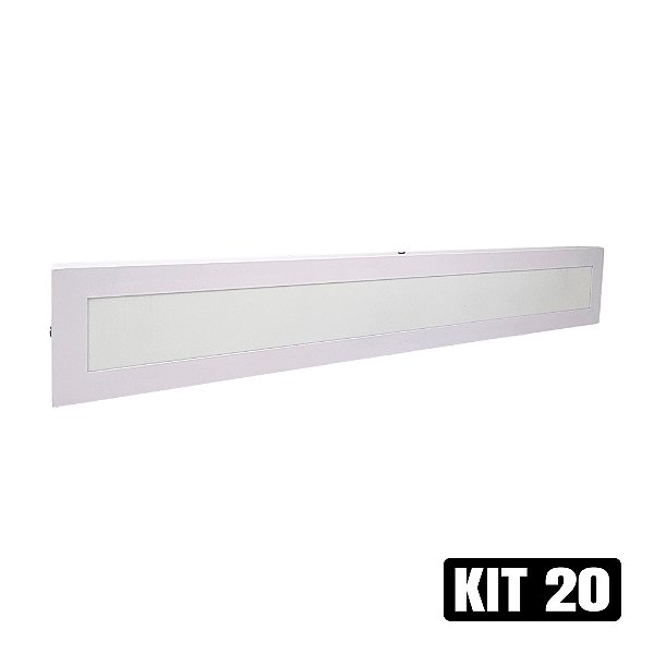 Kit 20 Plafon LED 10x60 18W Sobrepor Branco Frio