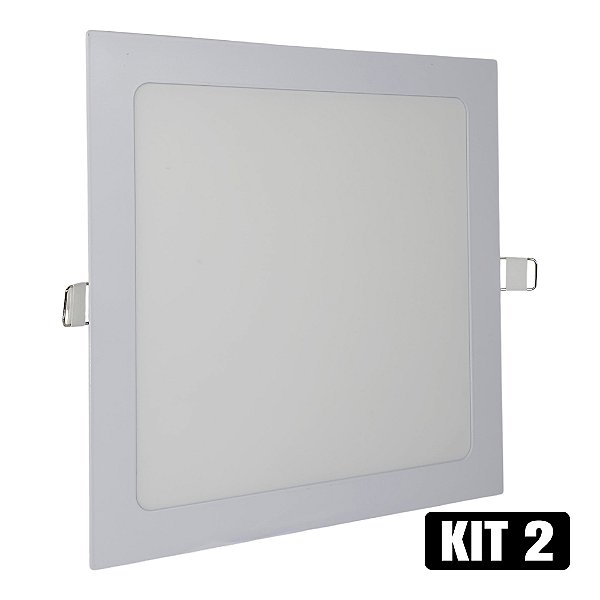 Kit 5 Plafon LED 18W Embutir Quadrado Branco Frio