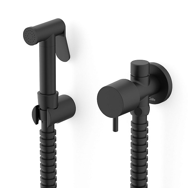 Ducha Higiênica com Registro e Derivação Celite Basic - Preto Fosco