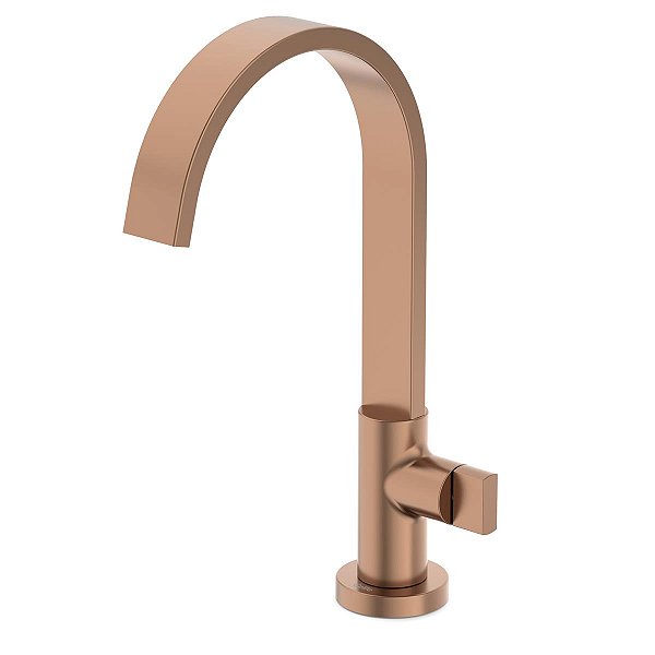 Torneira Banheiro Bancada Bica Alta Celite Flow - Rose Gold Matte